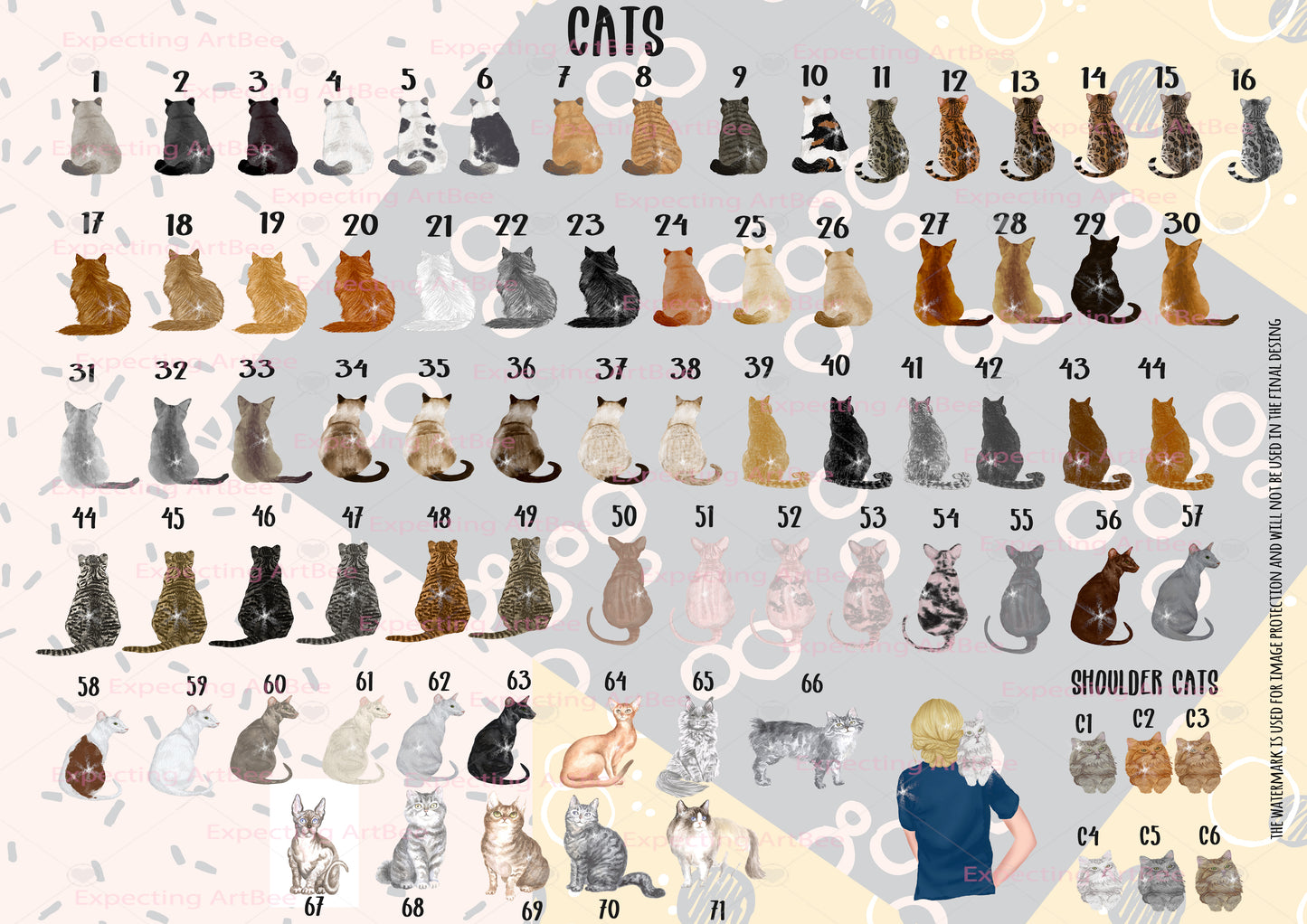 Taza Personalizada de Cerámica con Gato y Dueña - Taza Bonita de Amantes de Gatitos en Acuarela - Personalizable con Nombres